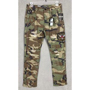 Decibel Men's Camo Rip Stop Pants Distressed Straight Leg 34W X 34L NWTs